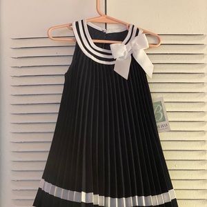 Navy and white sleeveless dress